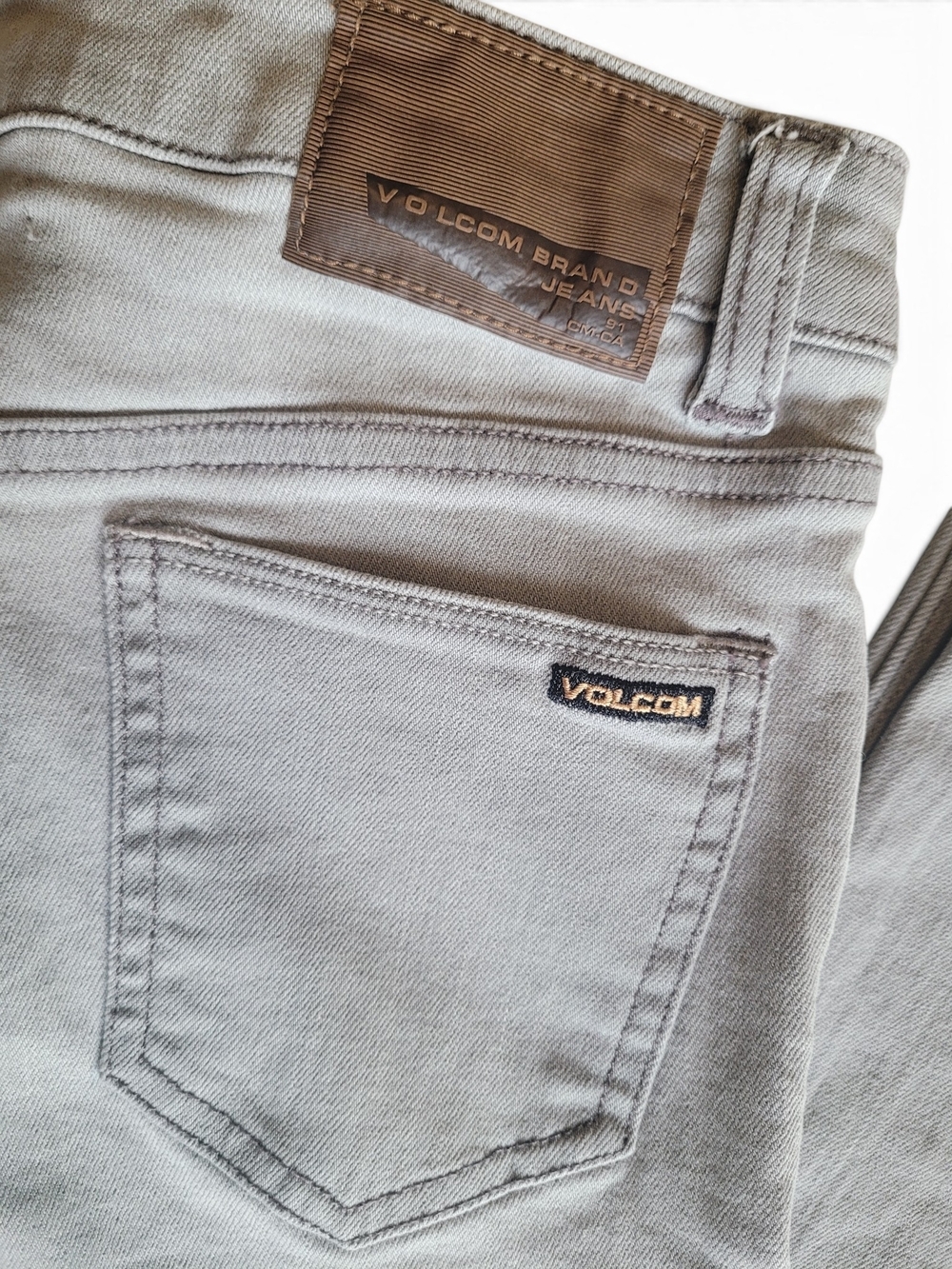 Volcom Vorta Slim Straight Boys 14 Gray Stretch Jeans Skate 28x27 - Picture 6 of 16